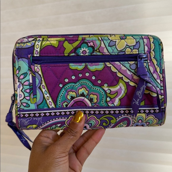 Vera Bradley Quilted Zip-Around Wallet | Purple Floral - Picture 3 of 14